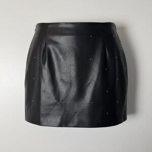 House of Harlow 1960 Black Faux Leather Studded Mini Skirt – Small